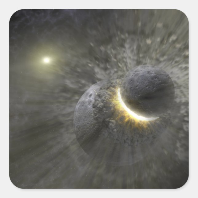 Sticker Carré Une collision entre des objets massifs dans l'espa (Devant)
