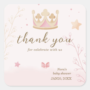 Sticker Carré "Une couronne pour princesse" Nuances pastel pour 