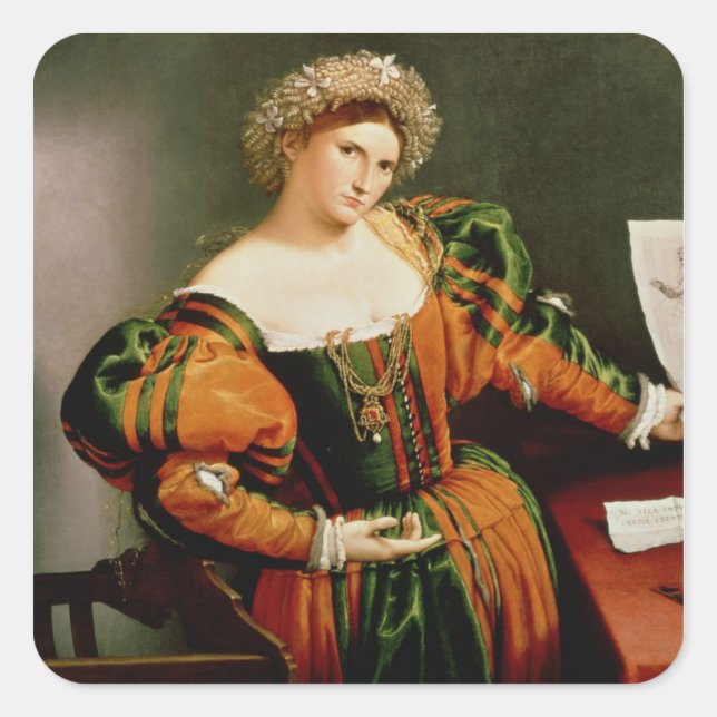 Sticker Carré Une dame avec un dessin de Lucretia, c.1530-33 (Devant)