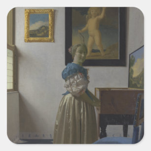 Sticker Carré Une dame debout dans une vierge par Johannes Verme