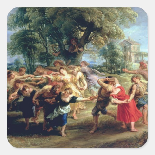 Sticker Carré Une danse paysanne, 1636-40 (Devant)
