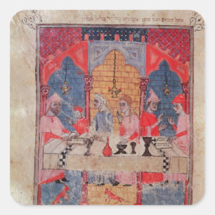 Sticker Carré Une famille réunie à la table pour la Pâque