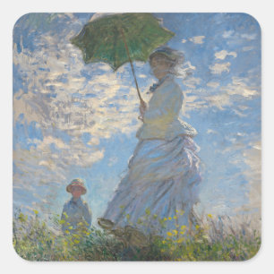 Sticker Carré Une femme avec un parasol Paysage français