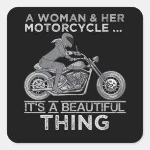 Sticker Carré Une Femme Et Son Cadeau D'Art Moto Pour Les Vélos