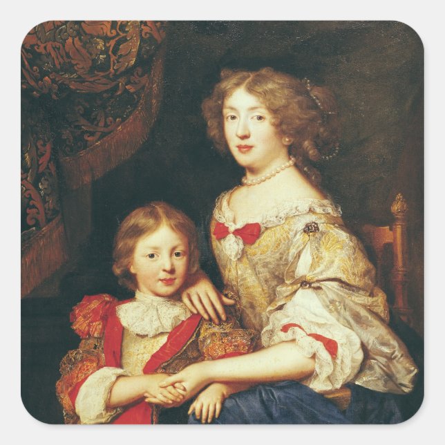 Sticker Carré Une femme et son fils (Devant)