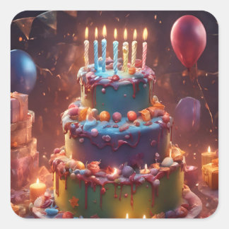 Sticker Carré Une fête d'anniversaire réussie
