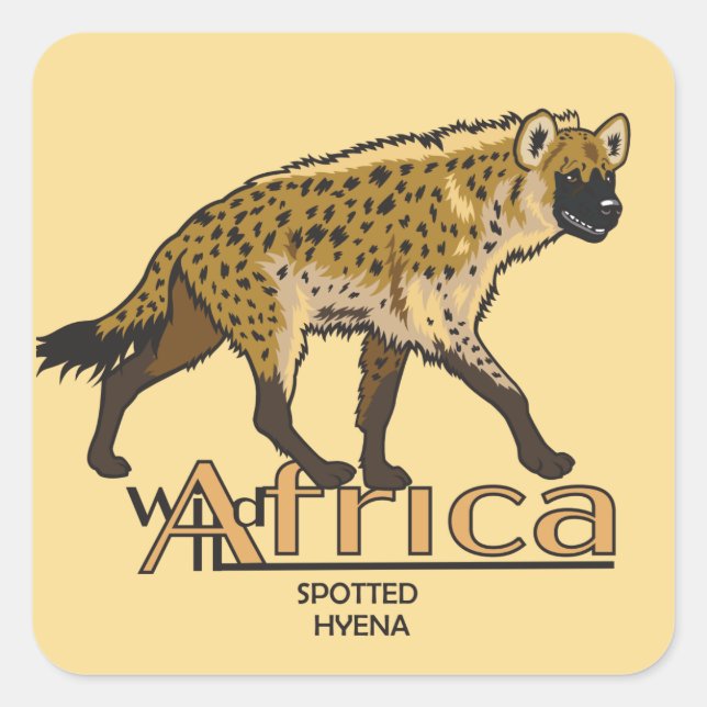 Sticker Carré Une hyène tachetée. Afrique sauvage (Devant)