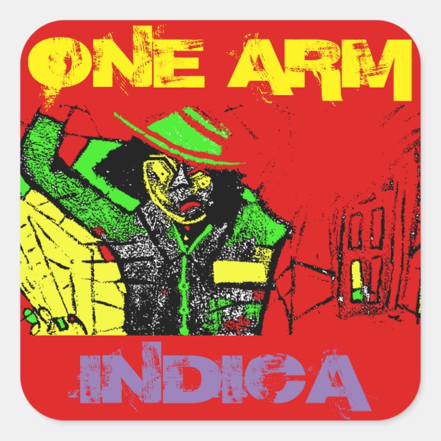 STICKER CARRÉ UNE INDICA À UN BRAS (Devant)