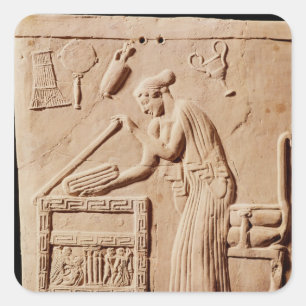 Sticker Carré Une jeune femme qui s'habille dans un