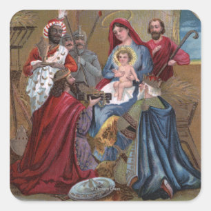 Sticker Carré Une joyeuse scène de Noël