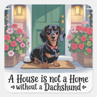 Sticker Carré Une maison n'est pas un foyer sans un dachshund