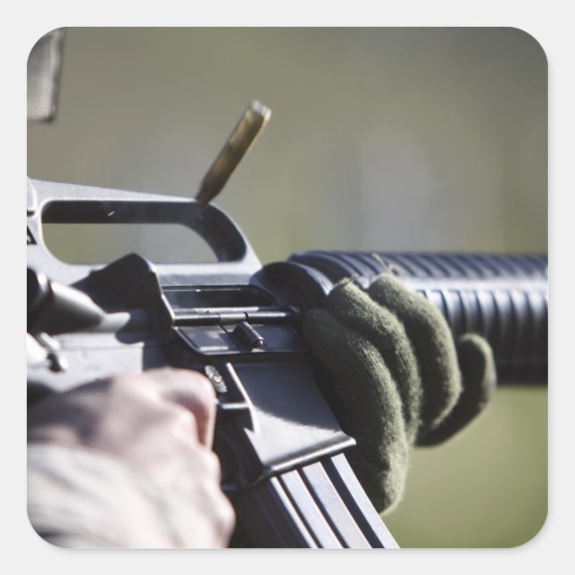 Sticker Carré Une mouche ronde de la chambre d'un M-16A2 (Devant)