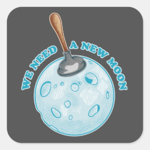 Sticker Carré Une nouvelle astronomie de lune amusante