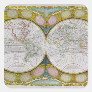Sticker Carré Une nouvelle carte du monde, 1770-1797