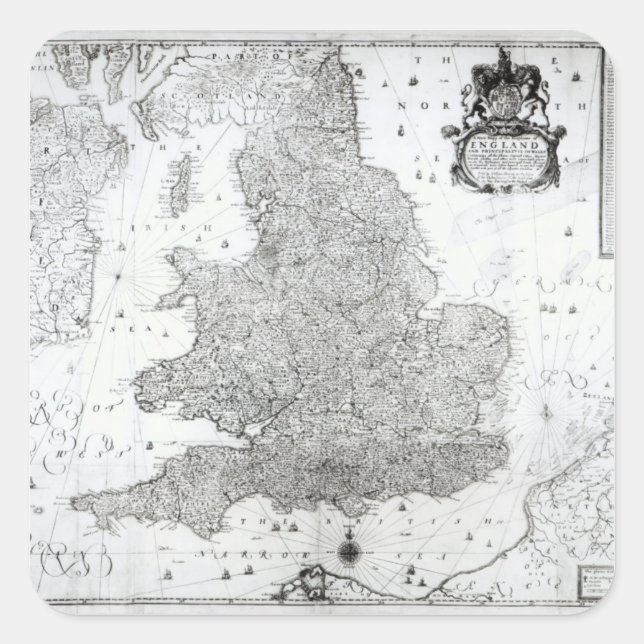 Sticker Carré Une nouvelle carte du Royaume d'Angleterre (Devant)
