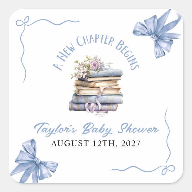 Sticker Carré Une nouvelle étape commence Baby Shower  (Devant)