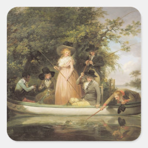 Sticker Carré Une pêche sportive (huile sur toile)