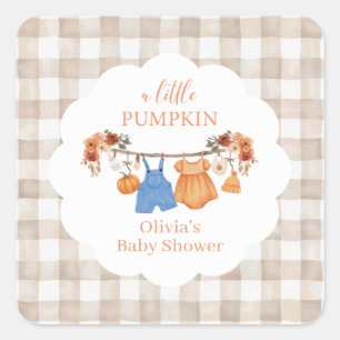 Sticker Carré Une petite Baby Shower automnale de citrouille
