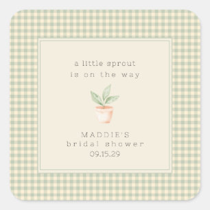 Sticker Carré Une petite pousse est en route Baby Shower