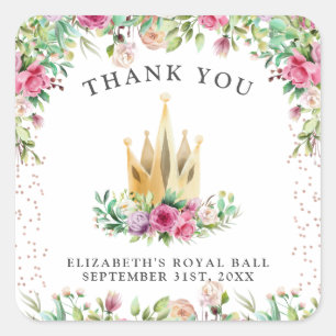 Sticker Carré Une petite princesse remerciements floraux