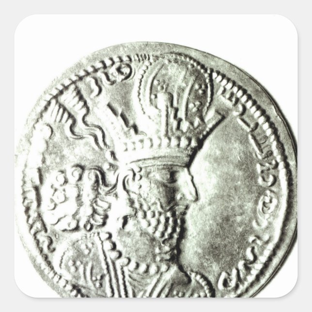 Sticker Carré Une pièce représentant le profil de Shapur II, (Devant)