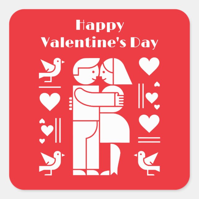 Sticker Carré Une Saint-Valentin de style Bauhaus moderne (Devant)