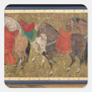Sticker Carré Une salle avec des chevaux