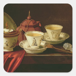 Sticker Carré Une théière de Yixing et une porcelaine chinoise
