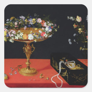Sticker Carré Une vie morte d'une Tazza aux fleurs