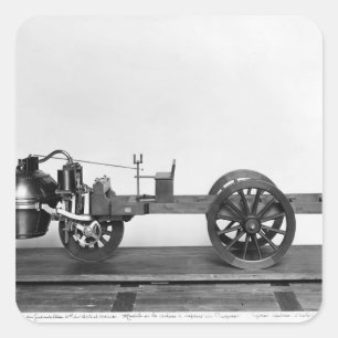 Sticker Carré Une voiture à vapeur inventée