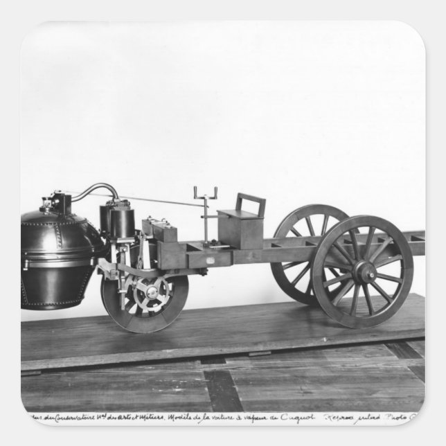 Sticker Carré Une voiture à vapeur inventée (Devant)
