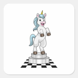 Sticker Carré Unicorn at Chess
