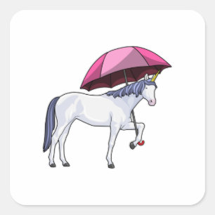 Sticker Carré Unicorn avec Umbrella