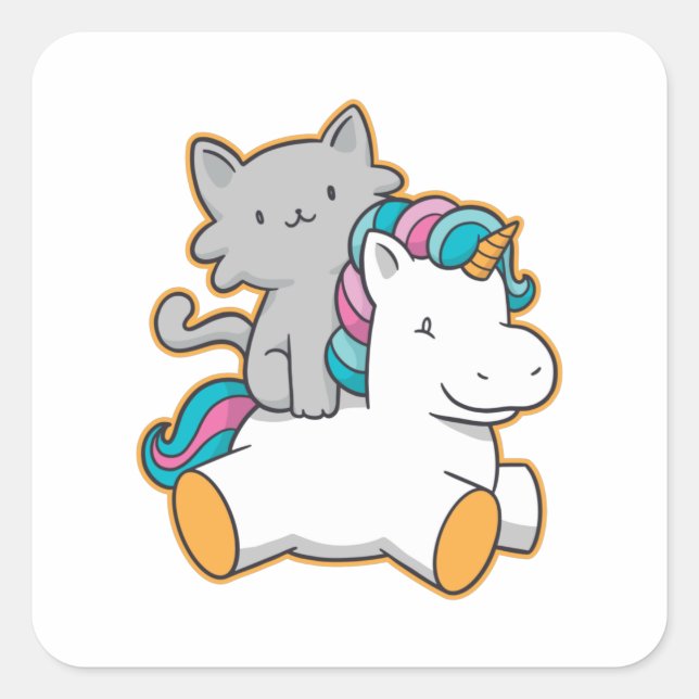 STICKER CARRÉ UNICORN D'ÉQUITATION CAT (Devant)