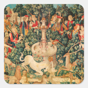 Sticker Carré UNICORN EST TROUVÉ / Fontaine et autres animaux
