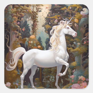 Sticker Carré Unicorn Imaginaire Art