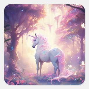 Sticker Carré Unicorn Imaginaire Art