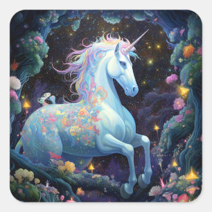 Sticker Carré Unicorn Imaginaire Art