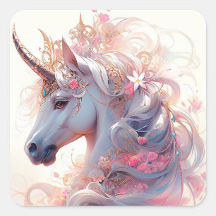 Sticker Carré Unicorn Imaginaire Art