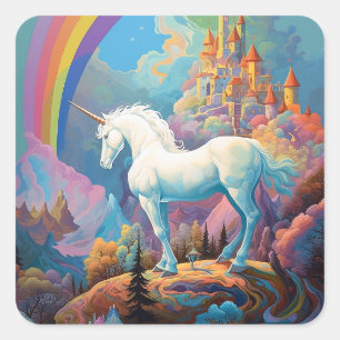 Sticker Carré Unicorn Imaginaire Art