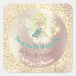 Sticker Carré Unicorn Juste Merci Favoriser Parties scintillant 