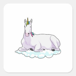 Sticker Carré Unicorn on cloud