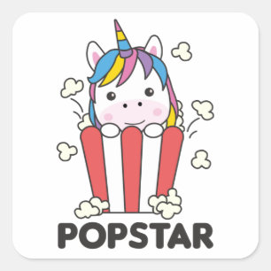 Sticker Carré Unicorn Popcorn Whats Poppin Funny PopStar