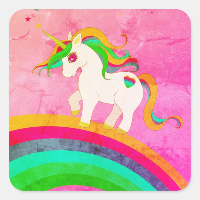 Sticker Carré Unicorn Rainbow Nature (Devant)