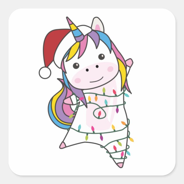 Sticker Carré Unicorn Snow Winter Animals (Devant)