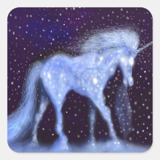 Sticker Carré Unicorn Stars