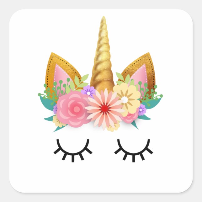 Sticker Carré Unicorne (Devant)