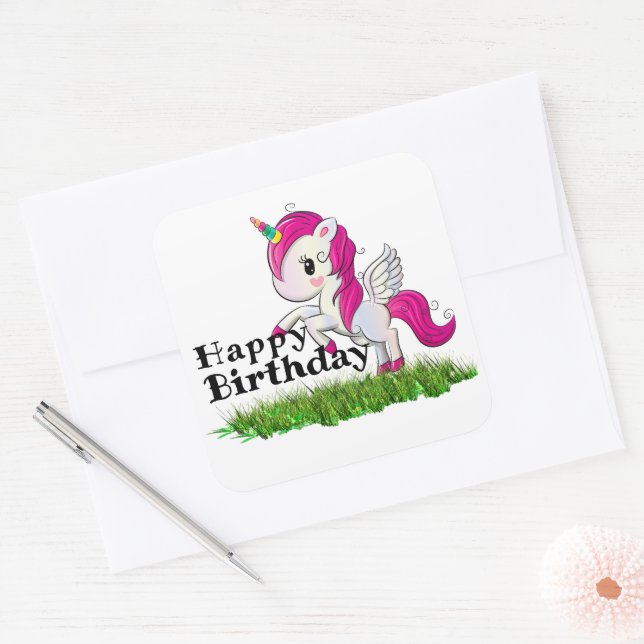 Sticker Carré Unicorne (Enveloppe)