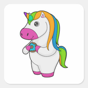 Sticker Carré Unicorne Donut