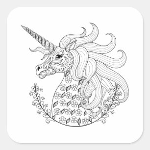 Sticker Carré Unicorne inspirée